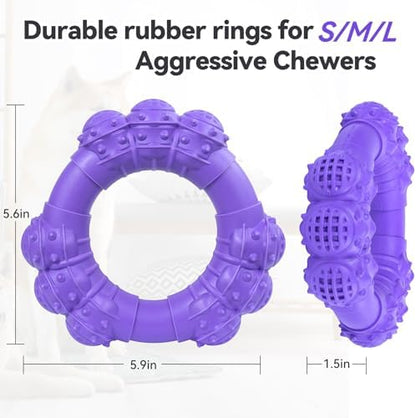 Indestructible Dog Chew Toys for Aggressive Chewers, Super Chewer Toys for Medium Large Dogs, Interactive Ring Toy, Heavy Duty Teething Toys - Image 2