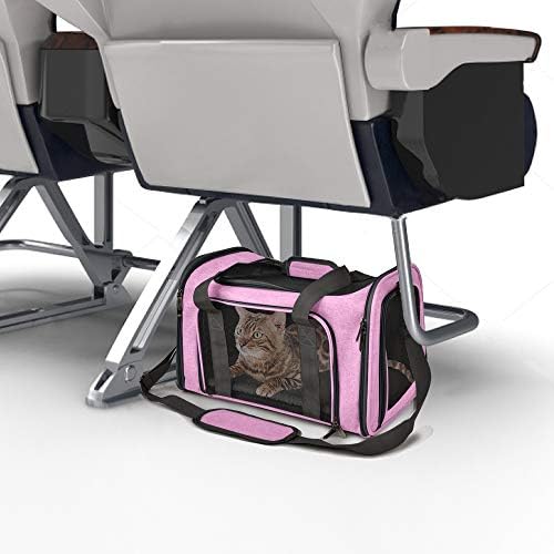 Henkelion Pet Carrier for Small Medium Cats Dogs Puppies up to 15 Lbs, TSA Airline Approved, Soft Sided, Collapsible Travel - Pink - Image 4