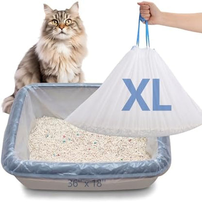 Cat Litter Box Liners, 36 x 19 In, 3 Mil, Drawstring, 10 Count by ondware