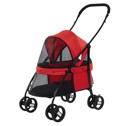 Pet Stroller for Small/Medium Dogs & Cats, Lightweight Travel Stroller (Red)