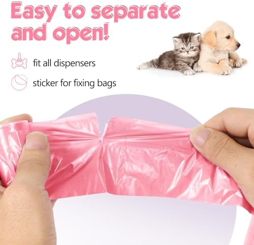 Lifegogo 1140 Counts 57 Rolls Unscented Doggy Poop Bags, Leak-Proof, Easy Tear-Off, Pink (13 x 9 Inches) - Image 4