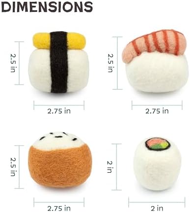 Woolbuddy Wool Cat Toys (Big Sushi 4 PCS) for Indoor Cat Kitten Catnip-Free - Image 3