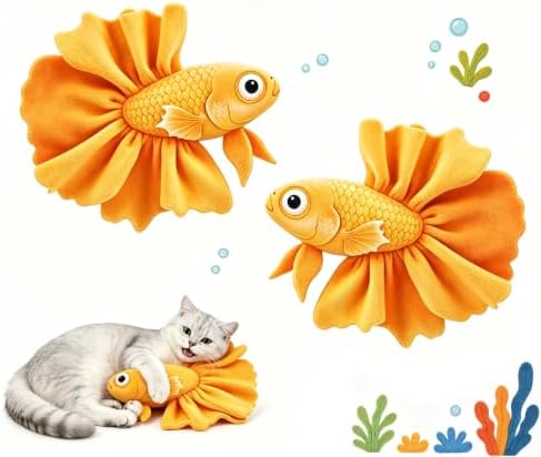 Catnip Cat Toys, 2-Pack Catnip Toys for Cats, Soft and Durable with Catnip, Interactive Kitten Toys for Indoor Cats, Fish Shape（ Yellow & Yellow） by Unknown