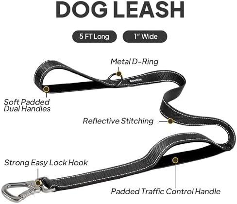 PetiFine 5FT Heavy Duty Dog Leash with Soft Padded Double Handle - Image 2
