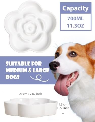 Ceramic Slow Feeder Dog/Cat Bowl 8" 11.3oz Medium Large - Image 2