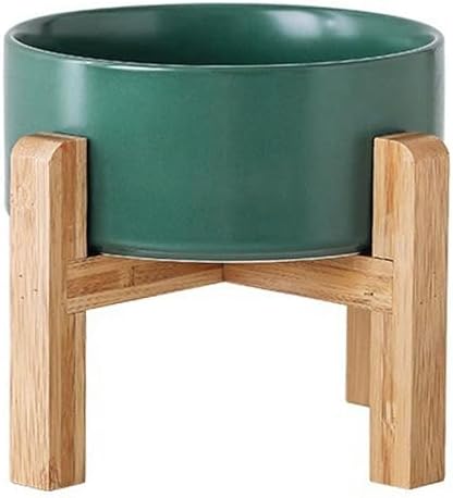 Petygooing Green Elevated/Raised Ceramic Dog Bowl for Small Breeds, Dog Food Water Dish with Stand,Pet Feeding Bowl with Anti Slip Rubber for Cats and Small Dogs Puppy 13.5 OZ (5.1In / 1.7 Cups) by PetygooingforYOURLOVEDPET