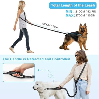 Philorn Hands Free Dog Leash, Crossbody Dog Leash, 6.9-8.9 Ft Multifunctional Waist Walking Belt with Car Safety Buckle for Large and Medium Dogs Jogging,Running,Training (Black, 25-120 lbs) - Image 3