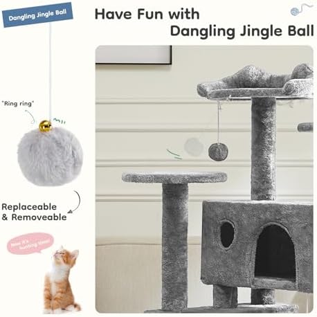 DUMOS 54 Inch Cat Tree Tower with Scratching Posts - Image 5