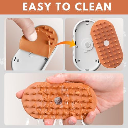 Cat Steam Brush for Shedding, 4-in-1 Rechargeable Pet Grooming Brush for Cats & Dogs, Anti-Static, Massage, Cleaning & Combing with Gentle Steam, Removes Loose Hair & Tangles (White) - Image 5