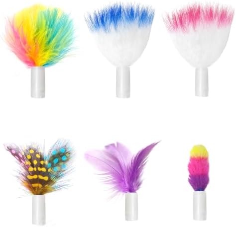 ORSDA 6PCS Feathers Replacement and Soft Furry Accessories ONLY Fits Cat Toys, Interactive Toys for Indoor Cats-NOT fits for Other Brand Toys by ORSDA