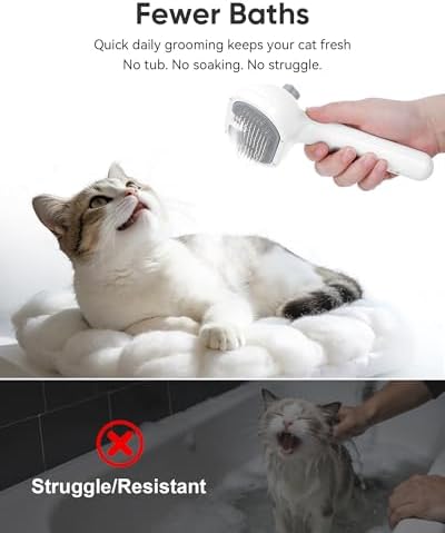 Pet Steam Brush Dog Cat 2026 New Grooming Comb for Shedding, Floating Hair, Smooth & Detangling, Gentle Cool Mist Softens Hair Reduces Static Helps Pets Who Dislike Bathing,2*Waterless Shampoo - Image 4