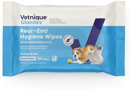 Vetnique Glandex Rear End Wipes for Dogs & Cats, Anal Gland Hygiene by Vetnique