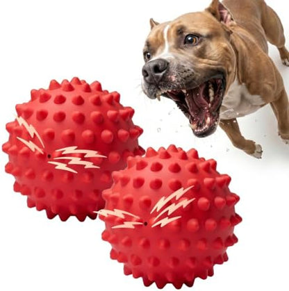 Beef-Flavored 3.5'' Tough Squeaky Ball for Dogs, 25-80lbs Pack of 2 by Apasiri