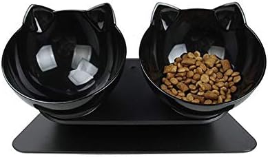 Luck Dawn Double Elevated Cat Bowls with Raised Stand, 15 Tilted cat Bowl Design Neck Guard Stand Raised Pet Food Water Feeder Bowl for Cats or Small Dogs by HOME