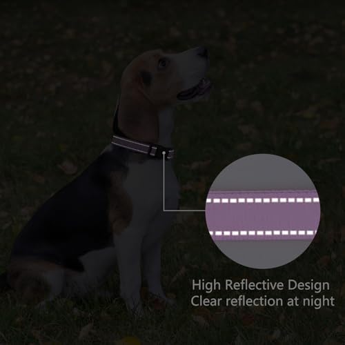 Reflective Dog Collar, Adjustable Nylon for Puppy, Lavender XS - Image 5