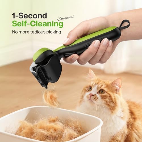 Pecute Self-Cleaning Undercoat Rake for Dogs Cats with Thick Double Coats - Image 2