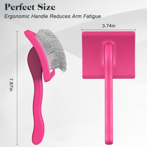 2PCS Slicker Brush for Dogs & Pet Comb,Professional Dog Grooming Brush (Goldendoodles,Poodles,Labradoodles) with Extra Long Pins to Effectively Remove Tangles, Knots and Mats (Pink, Large) - Image 6