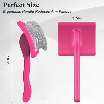 2PCS Slicker Brush for Dogs & Pet Comb,Professional Dog Grooming Brush (Goldendoodles,Poodles,Labradoodles) with Extra Long Pins to Effectively Remove Tangles, Knots and Mats (Pink, Large) - Image 6