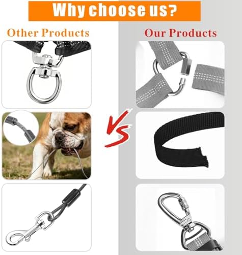 Idepet Dog Seat Belt for Car Stainless Steel 3 in 1 Dog Seatbelt Black - Image 3