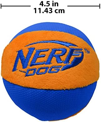Nerf Dog Trackshot Ball Dog Toy with Interactive Squeaker and Crunch, Lightweight, Durable and Water Resistant, 4.5 Inches, For Medium/Large Breeds, Single Unit, Blue/Orange - Image 7