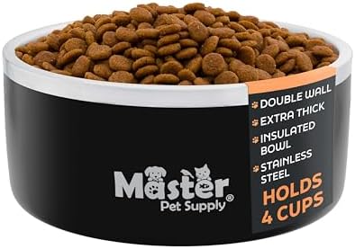 Master Pet Supply Stainless Steel Dog Bowls 32 oz Heavy Duty Black Velvet by MasterPetSupply
