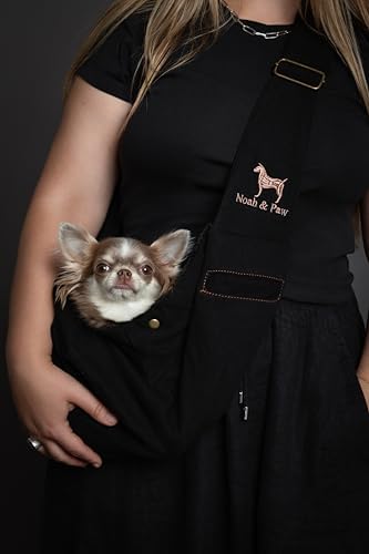 Noah & Paw Dog Sling Carrier for Small Dogs 3-10lb, Dog Sling for Small Dogs and Cats, Dog Carrier with Adjustable Padded Strap, Premium Denim, Lined with Fur, Double Safety Feature, Machine Washable - Image 2