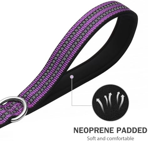 Hikiko 6FT Double Handle Traffic Dog Leash Reflective,Purple - Image 4