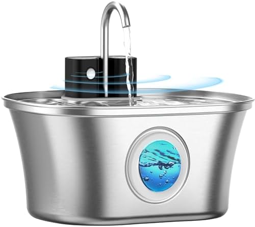 Casfuy PWL-300 Wireless Smart Quiet Stainless Steel Cat Water Fountain, 108-oz by casfuy