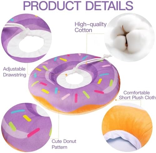 Cat Cone Collar Soft, Cute Cat Donut Collar After Surgery, Adjustable Kitten Recovery Cones to Stop Licking, Lightweight Neck Elizabethan Collars for Cats Kittens (Purple, Large) - Image 5