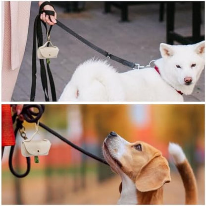 Leather Poop Bag Holder Dispenser for Leash, Portable and Reusable Dog Poop Bag Dispenser, Dog Bag Holder for Walking, Outdoor, Travelling (Beige) - Image 7