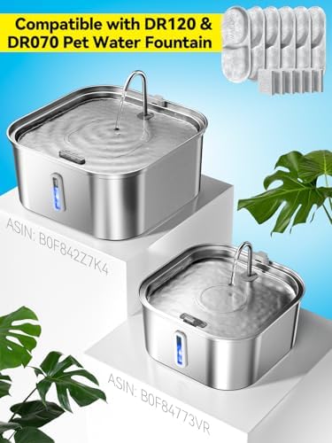 Large Dog Water Fountain 14L/3.7Gal, Stainless Steel Pet Fountain for Large Dogs and Multi-Pets, with Window & Extra Wide Drinking Area, Square Design Enlarges Capacity & Saves Space (Filters) - Image 3