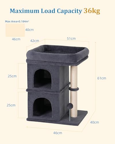 Aechonow Cat Tree for Large Cat,2 Cozy Cat Condo House for Large & Fat Cats - Image 4