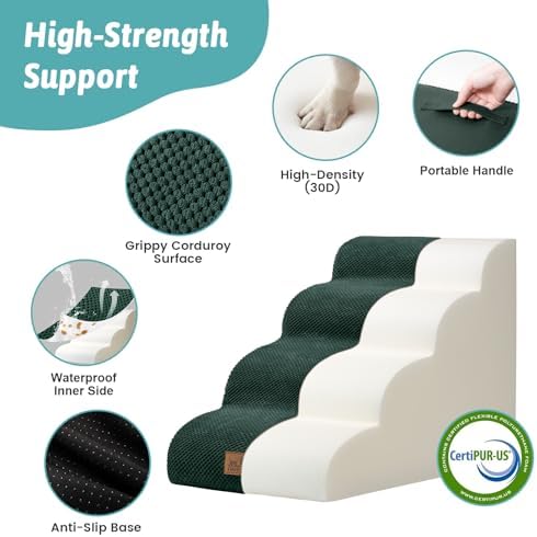 COZY KISS Wide Dog Stairs for Small Dog 19.7" H, 4 Step Pet Ramp for Bed - Image 5