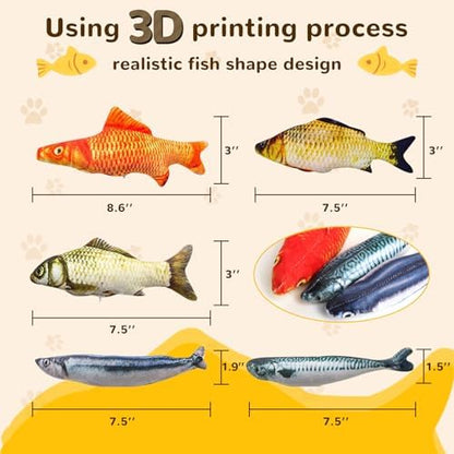 Catnip Toys 5 Pack - Simulation Fish Shape Realistic Fluffy Catnip Doll Interactive Pets Pillow Chew Bite Supplies for Cat Kitten Kitty - Image 3