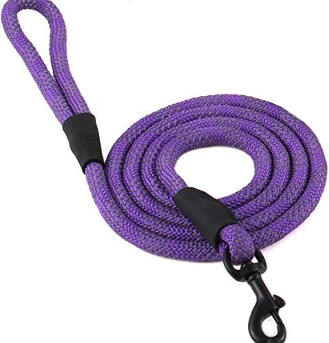 Max and Neo Rope Leash Reflective - 6 FT x 1/2" Purple, Donate a Leash to Dog Rescue by MaxandNeo