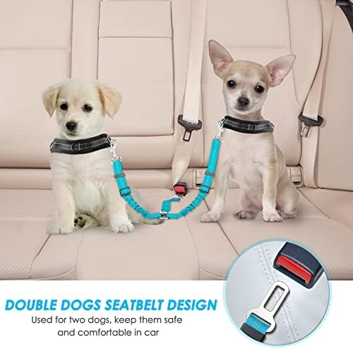 SlowTon Double Dog Seat Belt for Car with Elastic Bungee Buffer, Adjustable - Image 2