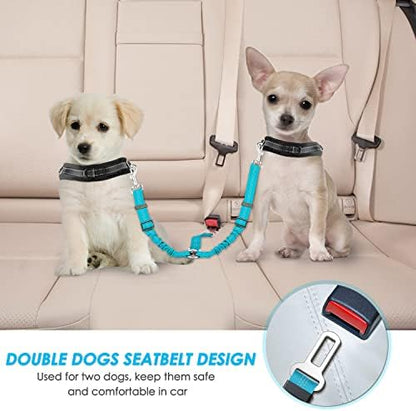 SlowTon Double Dog Seat Belt for Car with Elastic Bungee Buffer, Adjustable - Image 2