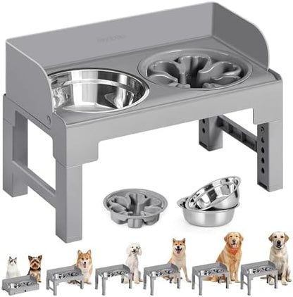 Feandrea Dog Bowls Elevated, Adjustable Height, Tilted Design by FeandreabySONGMICSHOME