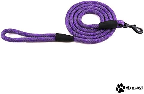 Max and Neo Rope Leash Reflective - 6 FT x 1/2" Purple, Donate a Leash to Dog Rescue - Image 2