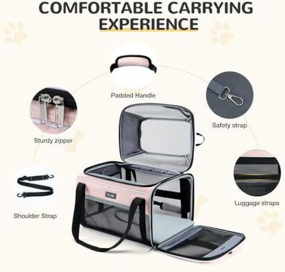 Lekereise Top-Expandable Pet Carrier 17x11x9.5 Inch Alaska Hawaiian Airline Approved Soft Sided Underseat with Locking Safety Zippers Anti-Scratch Mesh - Image 6