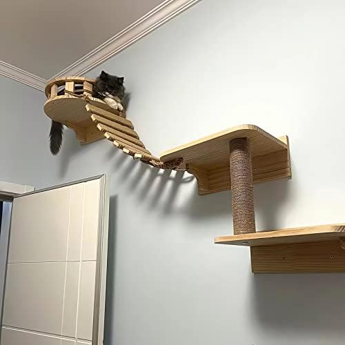 Cat Bridge Ladder and Climbing Frame - Perfect Cat Climber and Furniture - Ideal for Playful Cats (L-40inch-100cm) (Wood, 100cm) - Image 3