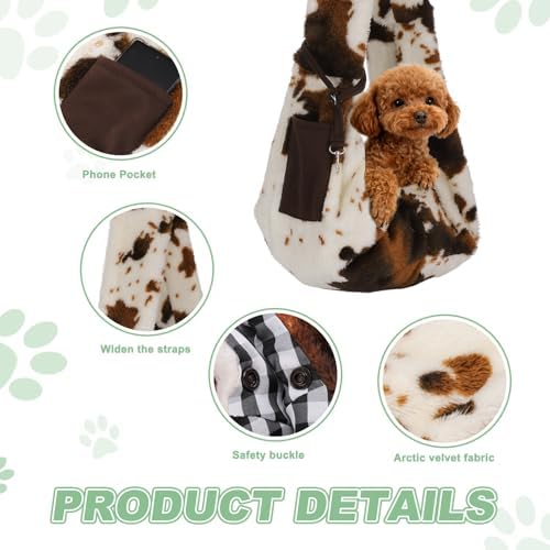 Dog Sling Carrier for Small Dogs and Cats Up to 16.5 Lbs, Soft Breathable with Pocket Pet Cross Body Shoulder Bag, (Brown, 1 Pcs) Intended for Outdoor Travel/Camp - Image 3
