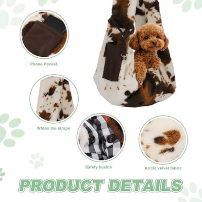 Dog Sling Carrier for Small Dogs and Cats Up to 16.5 Lbs, Soft Breathable with Pocket Pet Cross Body Shoulder Bag, (Brown, 1 Pcs) Intended for Outdoor Travel/Camp - Image 3