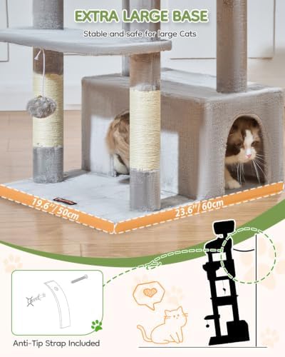 Taoqimiao 79in Cat Tree, Tall Large Cat Tower for Indoor Adult Cats S10W - Image 3