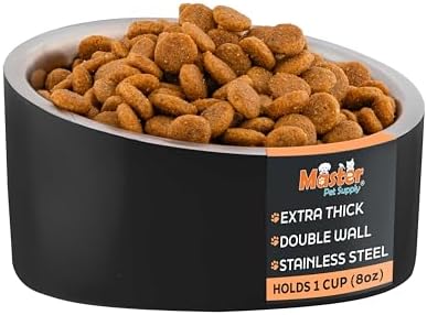 Master Pet Supply Stainless Steel Slanted Dog Cat Food Bowl 8 oz Black by MasterPetSupply