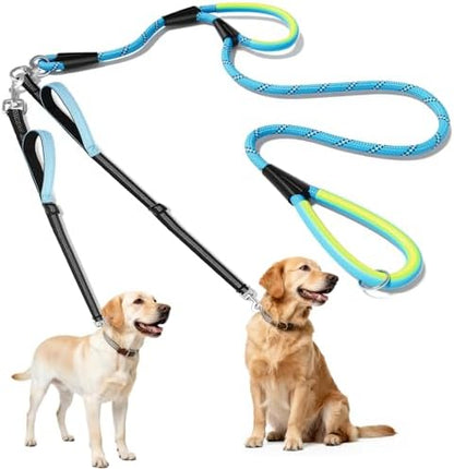 XiaZ Double Dog Leash for Two Dogs Perfect for Small Medium Dogs, 3/8”Blue by XiaZPet