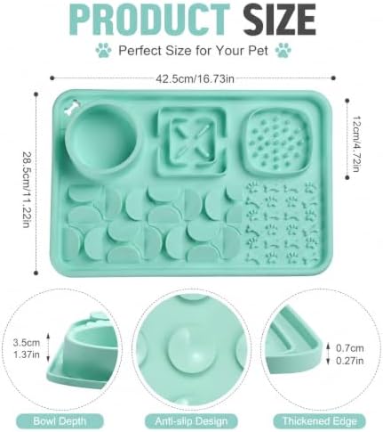 Silicone Dog Slow Feeder Lick Mat with Suction Cups, Multi-Puzzle Partition Pet Snuffle Feeding Tray for Puppy Cat Slow Eating Boredom Relief Training (Mint Green) - Image 5