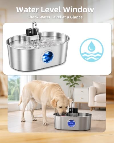 8L/270oz Cordless Stainless Steel Dog Water Fountain Pet Fountain - Image 7