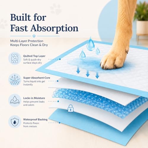 Boscute Super Absorbent & Leak-Proof Jumbo Size 36"x36" Pet Training Dog Pee Pads, Thicken Quick Dry Disposable Puppy Pee Pads, Potty Training Pads for Dogs Cats, Rabbits - Image 2