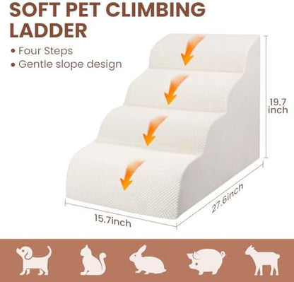 Dog Stairs for Small Dogs, High Density Foam Dog Steps, Extra Wide Non-Slip Pet Ramp for High Beds Or Couch, Soft Doggie Ladder for Dogs Injured, Older Pets, Small Cats - Image 2